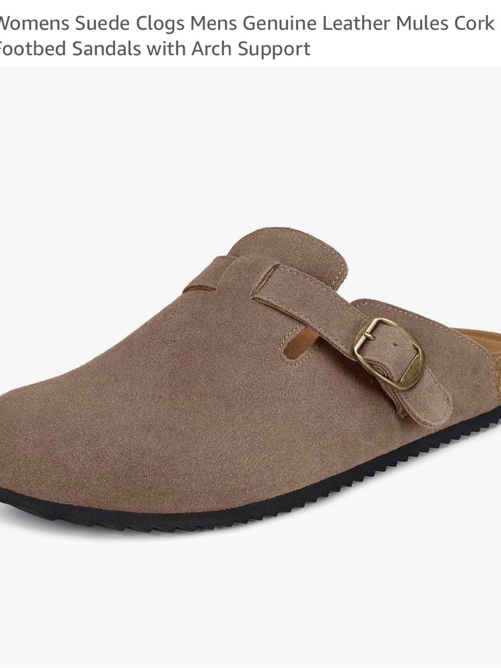 Birkenstock look alike- Taupe Suede Slip-On Loafers with Buckle